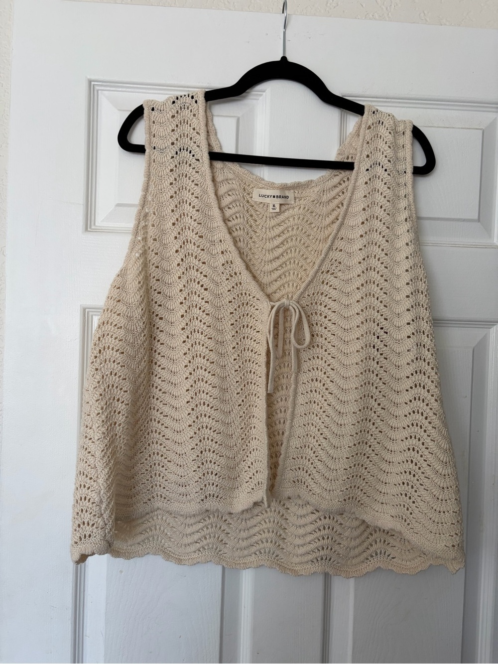 Lucky Brand Cream Crochet Tie-Front Camisole